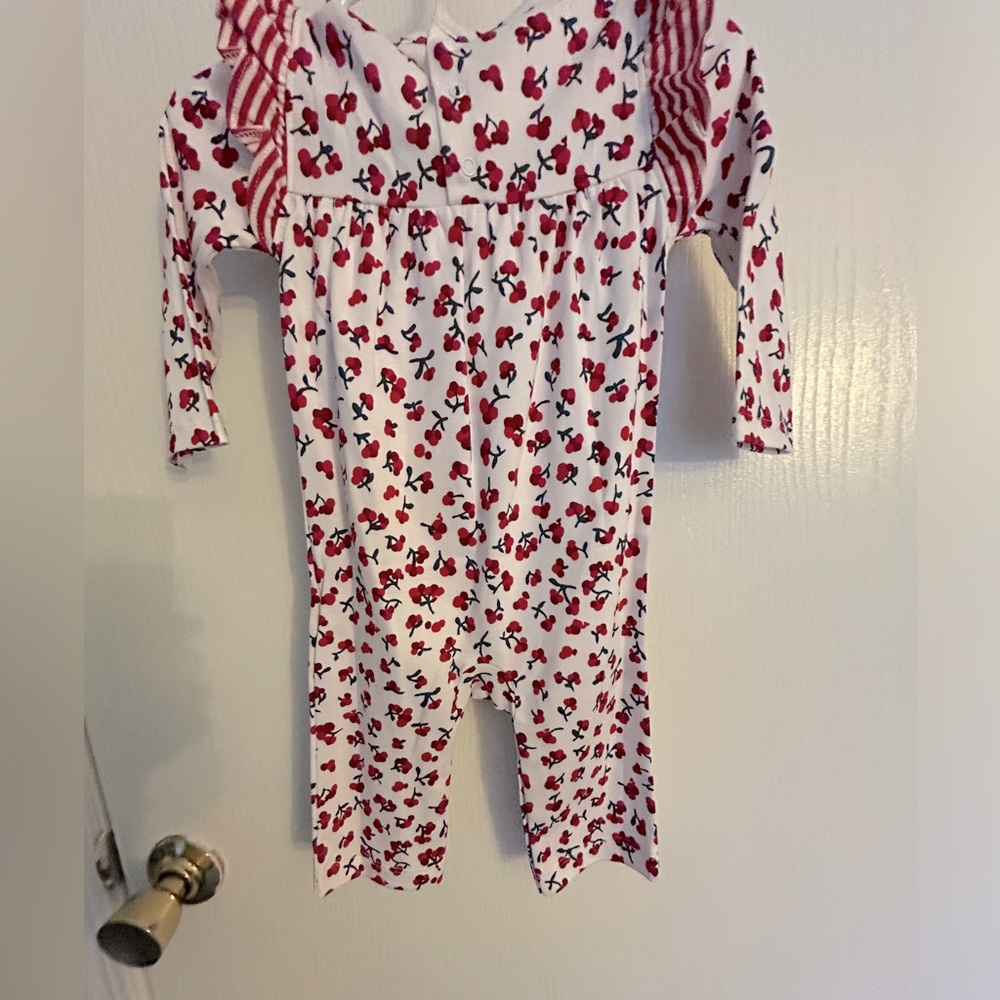 Baby girl Vineyard Vines Holly Berry ruffle coverall